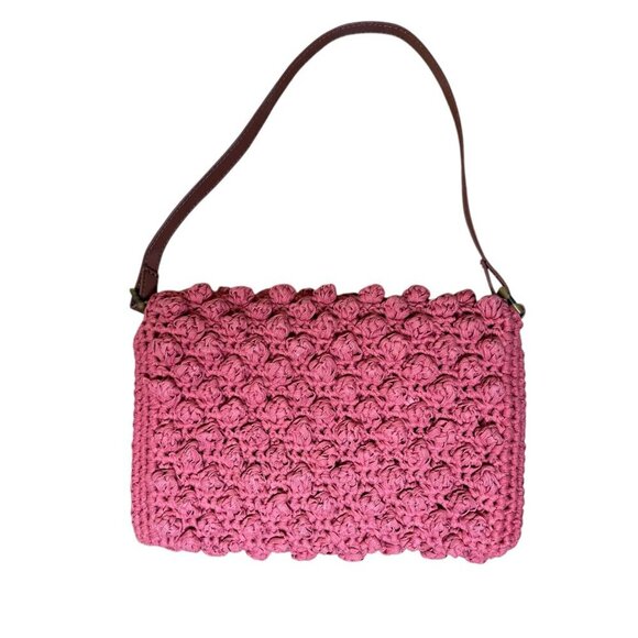 Red Pom Pom Boho Shoulder Bag Casual - Picture 2 of 6